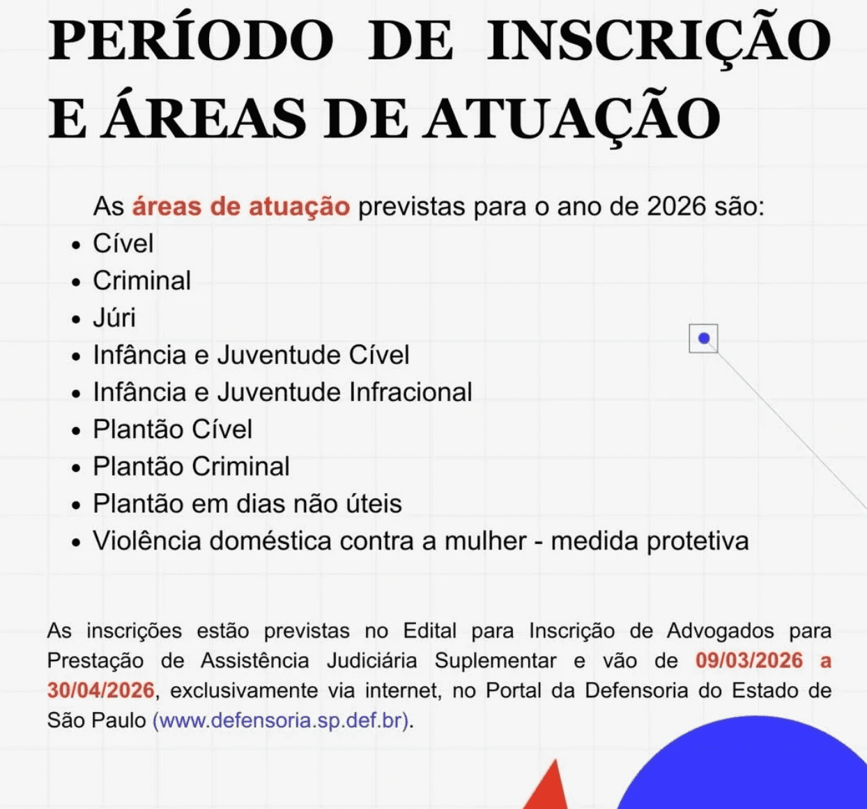 Inscrição para Prestação de Assistência Judiciária Suplementar